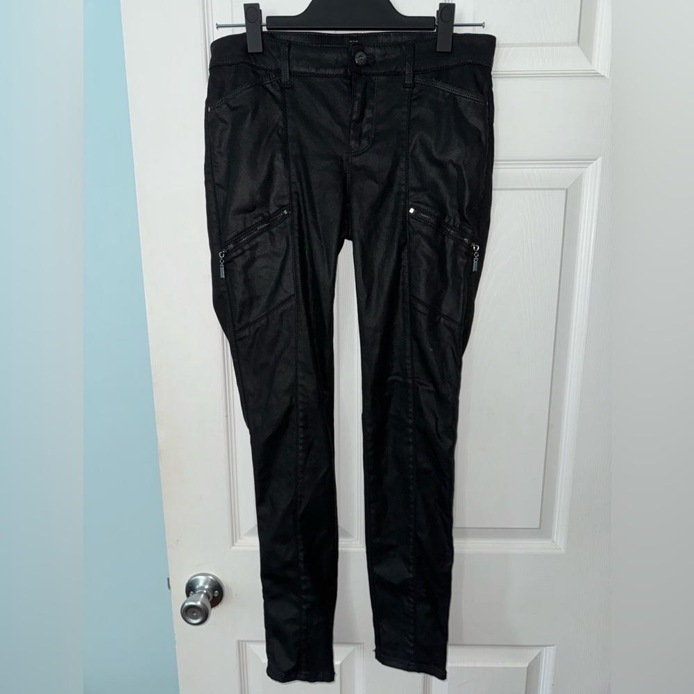 White House Black Market Black Skinny Jeans | Faux Leather Look | Size 4 Regular